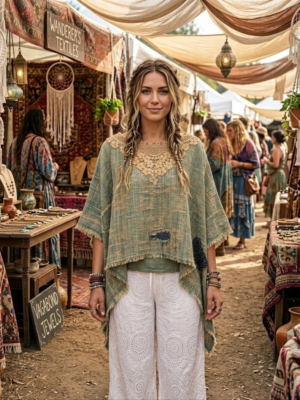 Nwt JADED GYPSY WALK ON BY HI-LO PONCHO TOP OSFM